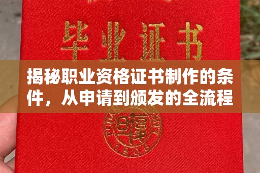嘉陵揭秘职业资格证书制作的条件，从申请到颁发的全流程解析