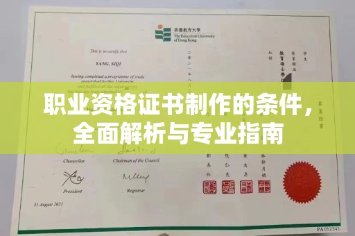 嘉陵职业资格证书制作的条件，全面解析与专业指南